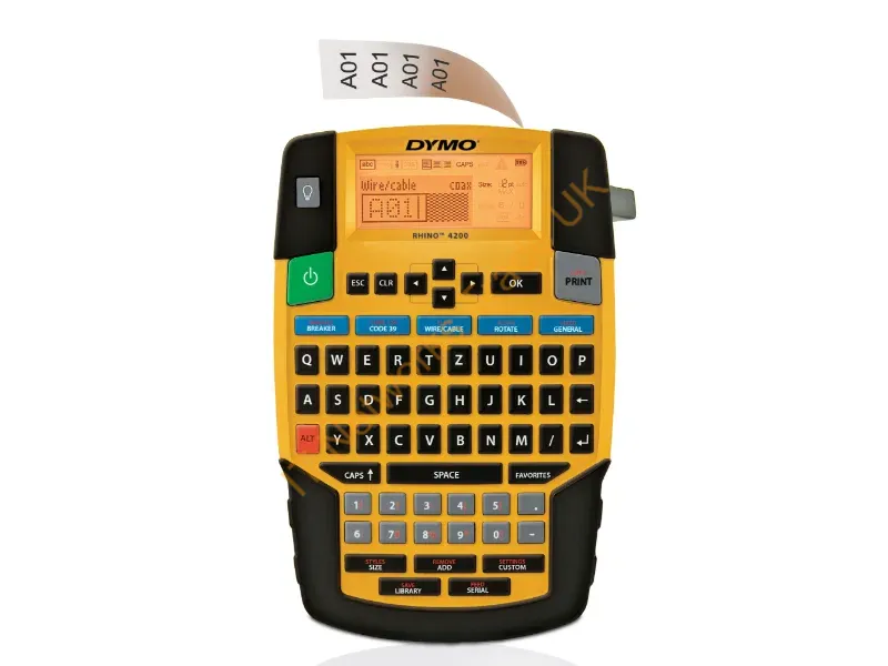 S0955970 - DYMO RHINO 4200 Industrial Label Maker | QWERTZ Keyboard & Time-Saving Hot Keys | Durable Label Printer for Job Sites and Heavy-Duty Labelling Jobs