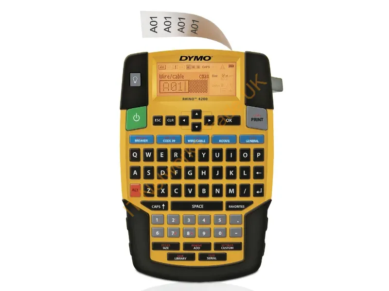 S0955990 - DYMO RHINO 4200 Industrial Label Maker | QWERTY Keyboard & Time-Saving Hot Keys | Durable Label Printer for Job Sites and Heavy-Duty Labelling Jobs