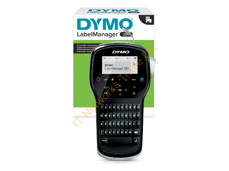 S0968960 - DYMO LabelManager 280 Label Maker | Rechargeable Handheld Label Printer with QWERTY Keyboard | Includes Black & White D1 Label Tape (12mm) | For Home & Office