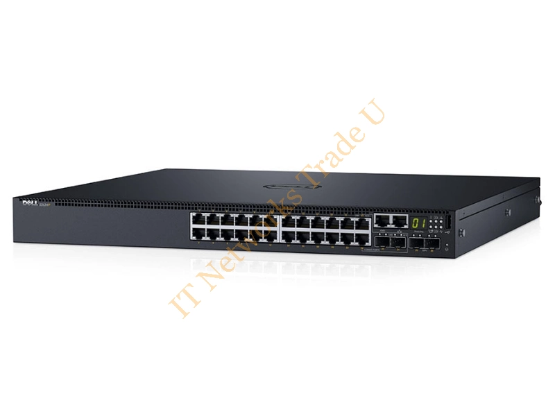 S3124P Dell Networking S3124P 24-Port 24 x 10/100/1000 (PoE+) + 2 x 10 Gigabit SFP+ + 2 x combo Gigabit SFP Layer 3 PoE Managed Network Switch