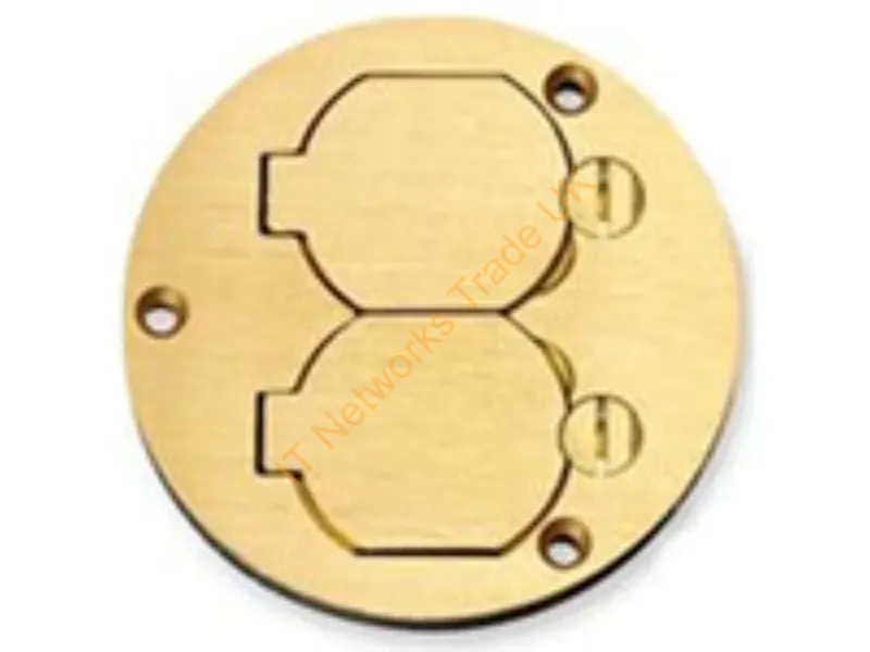 S3925 - Hubbell Premise Wiring F-Box Cvr, Rnd, Dup Flap, Brs