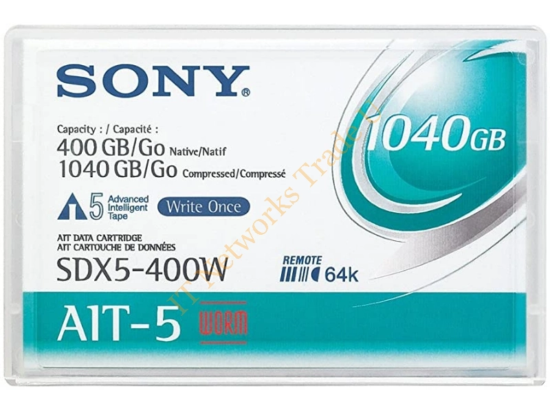 SDX5400W Sony AIT-5 WORM Tape Cartridge AIT AIT-5 400GB (Native) / 1040GB (Compressed) Tape Media Storage