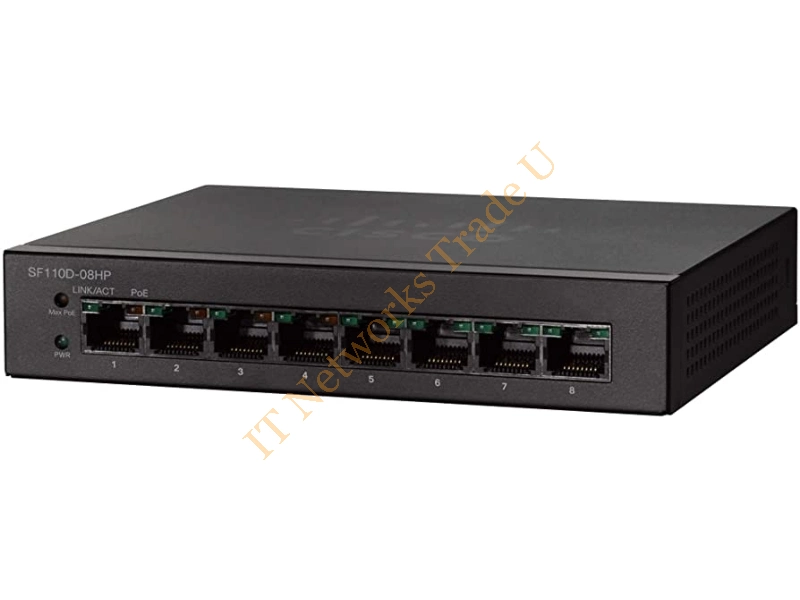 SF110D-08 Cisco Small Business SF110D 8-Port x 100Base-TX RJ-45 Unmanaged Wall-Mountable Desktop Network Switch