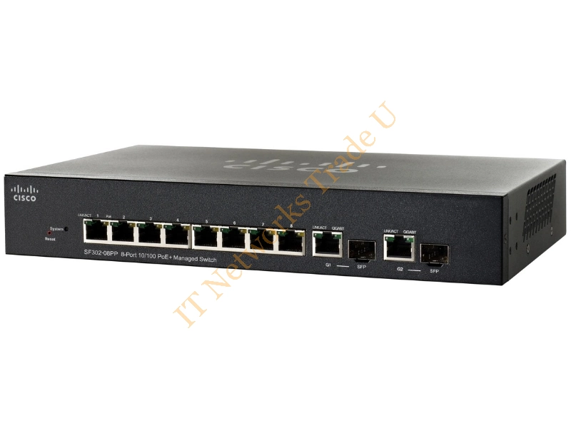 SF302-08MPP-K9-UK - Cisco Small Business SF302-08MPP Managed network switch L3 Fast Ethernet (10/100) Power over Ethernet (PoE) Black