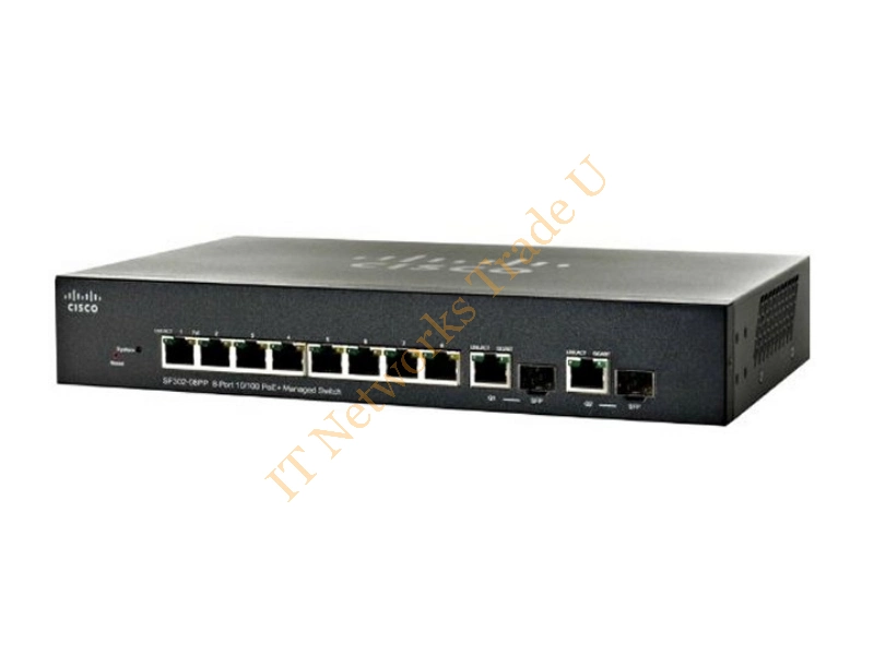 SF302-08PP-K9-EU - Cisco Small Business SF302-08PP-K9-EU Managed network switch L2 Fast Ethernet (10/100) Power over Ethernet (PoE) Black network switch