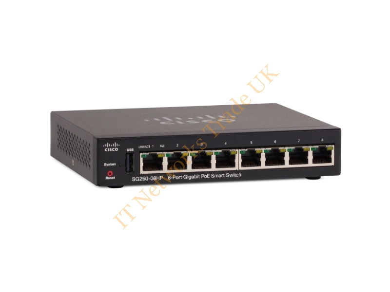 SG250-08HP Cisco 8-Port PoE+ Ethernet Managed L3 Switch for 250 Series Network Switch