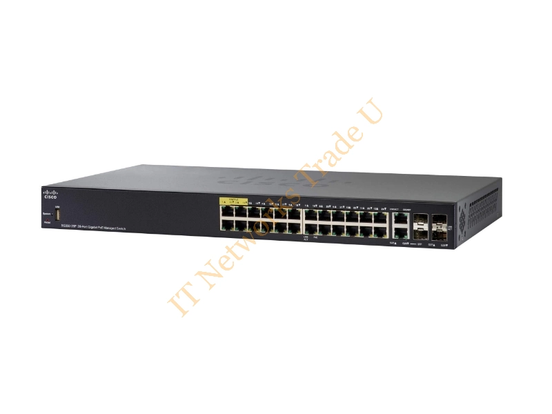 SG350-28P-K9 Cisco 28-Port x 10/100/1000Base-T PoE+ Manageable Layer 3 Rack-Mountable Gigabit Ethernet Network Switch