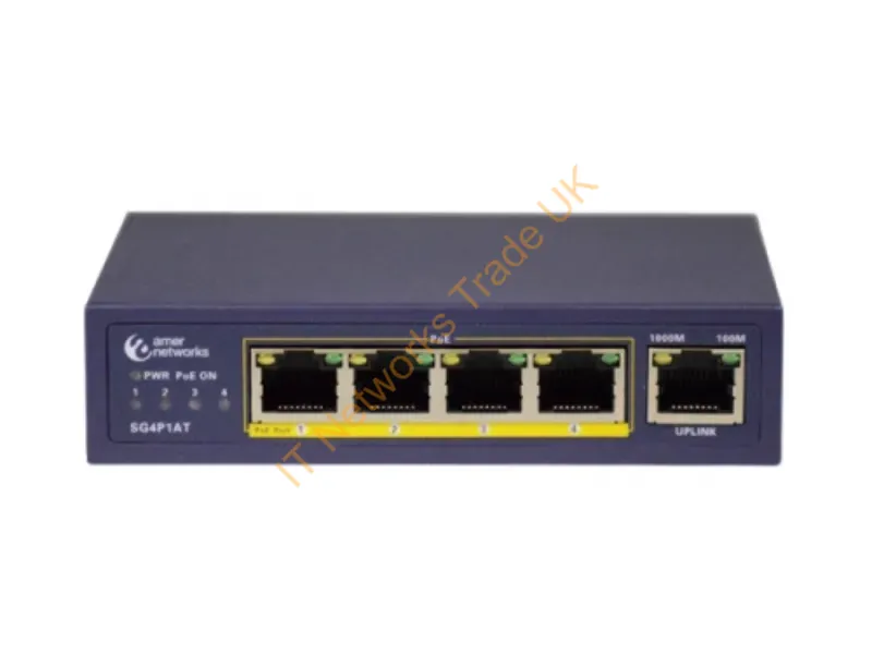 SG4P1AT - Amer Networks Sg4P1At Network Switch Unmanaged Gigabit Ethernet (10/100/1000) Power Over Ethernet (Poe) Gray
