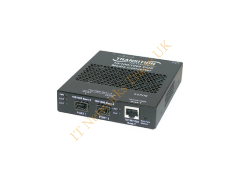 SGPOE1013-100-NA Transition Networks 2-Port 10/100/1000Base-T / 1000Base-SX MM SC Gigabit PoE Transceiver Media Converter Networking Accessory