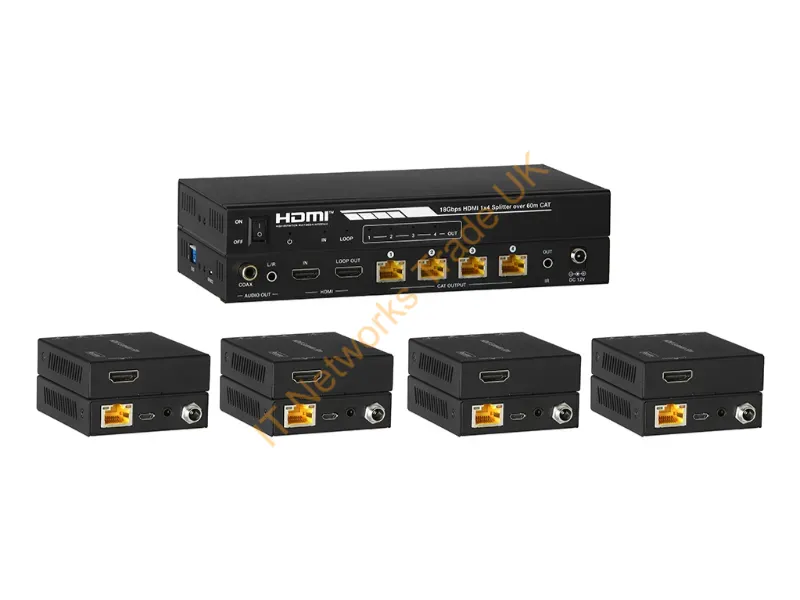 SP-HDPOC1X4 - Kanexpro Sp-Hdpoc1X4 Av Extender Av Transmitter & Receiver Black