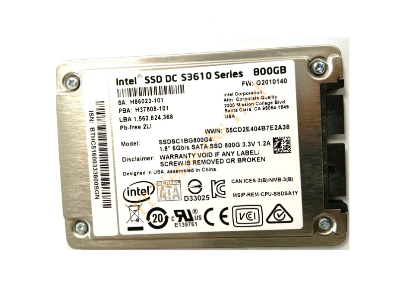 SSDSC1BG800G4 Intel 800GB Multi-Level Cell (MLC) SATA 6Gb/s 1.8-inch Solid State Drive SSD Storage