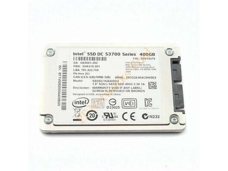 SSDSC1NA400G3 Intel DC S3700 Series 400GB Multi-Level Cell (MLC) SATA 6Gb/s High Endurance 1.8-inch Solid State Drive SSD Storage