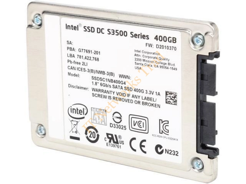 SSDSC1NB400G4 Intel DC S3500 Series 400GB Multi-Level Cell (MLC) SATA 6Gb/s 1.8-inch Solid State Drive SSD Storage