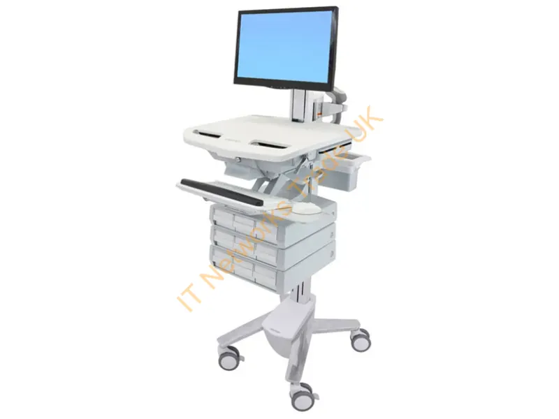 SV43-1390-0 - Ergotron Styleview Aluminum, Gray, White Flat Panel Multimedia Cart