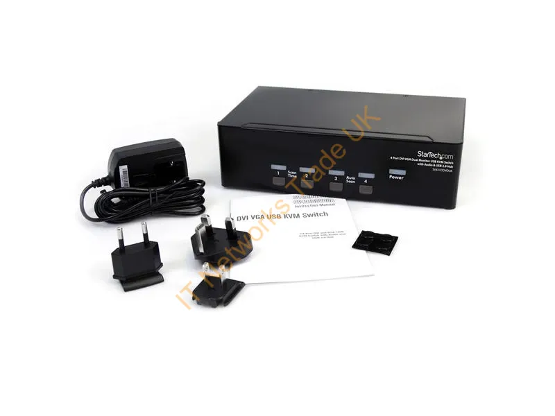 SV431DDVDUA StarTech 4-Port DVI Dual Monitor KVM Switch with Audio and USB 2.0 Hub