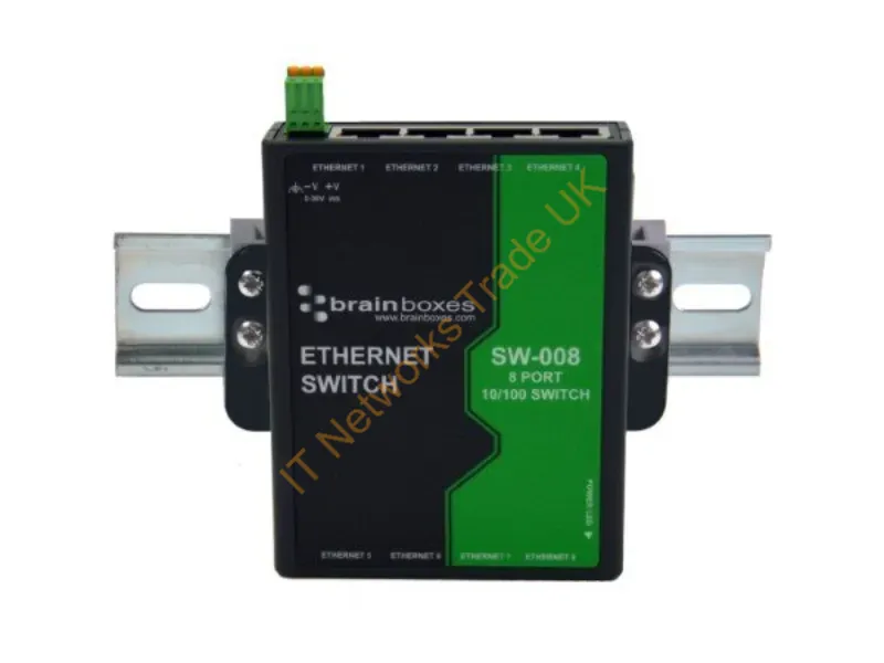 SW-008 - Brainboxes Sw-008 Network Switch Unmanaged Fast Ethernet (10/100) Black, Green