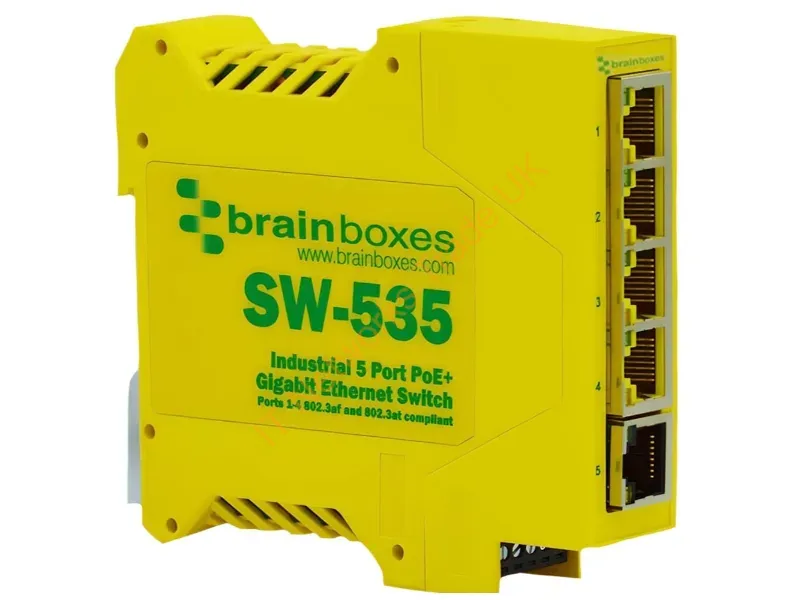 SW-535 - Brainboxes Ind.5 Port Poe+ Gb Enet Switch