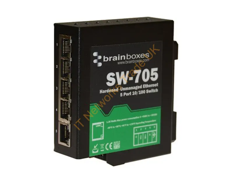 SW-705 - Brainboxes Sw-705 Network Switch Unmanaged Fast Ethernet (10/100) Black