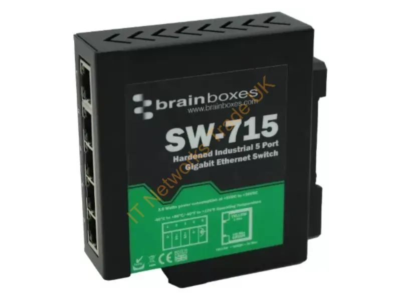 SW-715 - Brainboxes Sw-715 Network Switch Unmanaged Gigabit Ethernet (10/100/1000) Black, Green