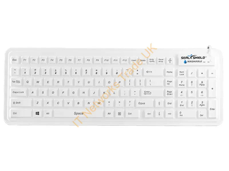 SW106G2M - Seal Shield , Waterproof Backlit Keyboard W/Magnetic Backing, 100% Waterproof & Dishwasher-Safe, Ip68-And Designed To Withstand Industrial-Grade Disinfectants, White, Usb