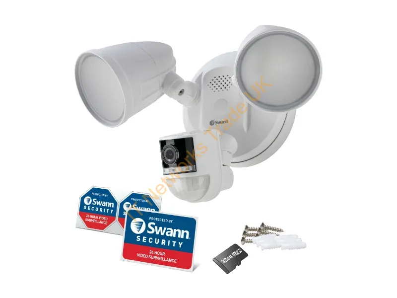 SWIFI-4KFLOCAM-EU - Swann 4K Floodlight Security Camera with 2-Way Talk, Siren with Heat & Motion Detection
