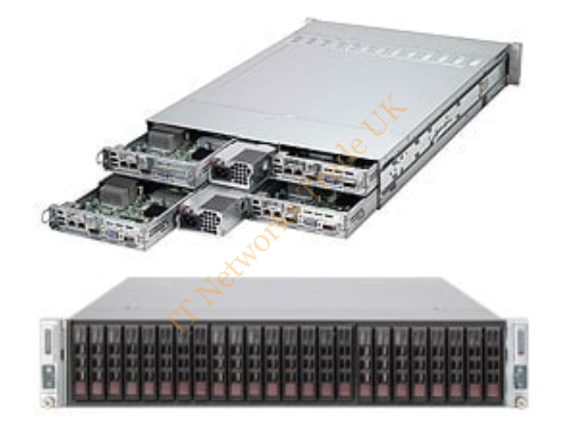 SYS-2026TT-HTRF Supermicro SuperServer SYS-2026TT-HTRF Four Node Dual LGA1366 1400W 2U Rackmount Server Barebone System (Black)