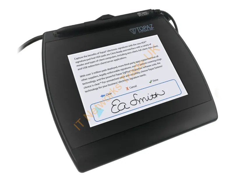T-LBK57GC-BHSX-R - Topaz Systems , Siggem Color 5.7 Lcd Signature Pad, Dual Serial + Hsx (Hsb Compatible For Citrix + Remote + General Use), Replaceable Usb Cable, Gemguard Active Emr Pen, Horiz + Vert Pen Holders, With Software