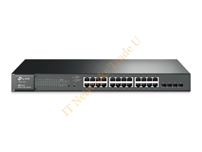 T1600G-28PS - TP-LINK 24-Port Gigabit PoE+ Smart Switch Gigabit Ethernet (10/100/1000) Power over Ethernet (PoE) Black Network Switch