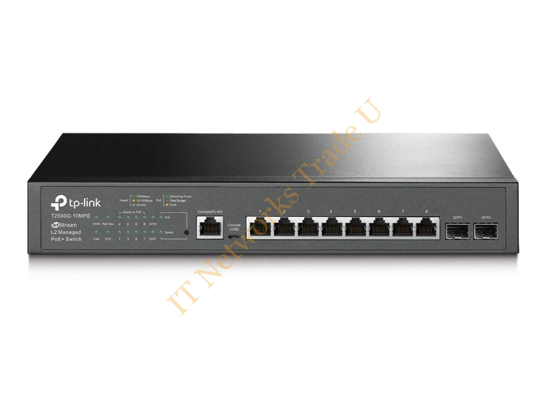 T2500G-10MPS - TP-LINK JetStream T2500G-10MPS Managed L2 Gigabit Ethernet (10/100/1000) Power over Ethernet (PoE) Black Network Switch