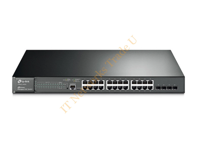 T2600G-28MPSTLSG3424 - TP-LINK T2600G-28MPS (TL-SG3424P) Managed L2 Gigabit Ethernet (10/100/1000) Power over Ethernet (PoE) 1U Black Network Switch