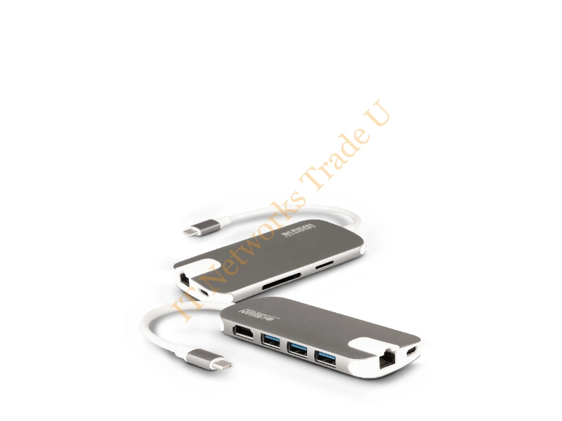 Urban Factory Hubee USB-C Mobile Station: Input USB-C, Output 1x USB-C, 3x USB 3.0, HDMI 4K, LAN and Memory Card Reader (SD, MSD, SDHC & SDXC) Accessory