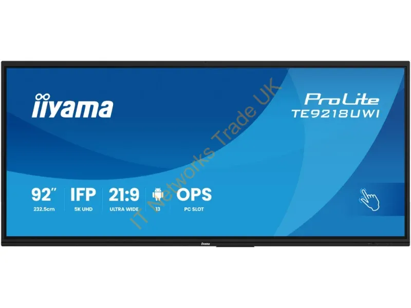 TE9218UWI-B1AG - iiyama TE9218UWI-B1AG Signage Display Kiosk design 2.32 m (91.5") LED Wi-Fi 500 cd/m� 5K Ultra HD Black Touchscreen Built-in processor Android 16/7