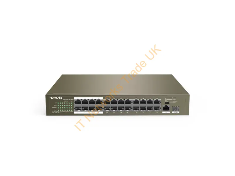TEF1126P-24-250W - Tenda Tef1126P-24-250W Network Switch Unmanaged Fast Ethernet (10/100) Power Over Ethernet (Poe) Gray