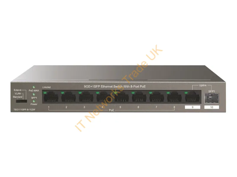 TEG1110PF-8-102W - Tenda Teg1110Pf-8-102W Network Switch Managed Gigabit Ethernet (10/100/1000) Power Over Ethernet (Poe) Gray