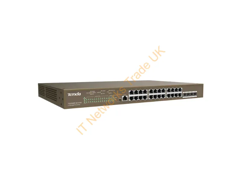 TEG5328P-24-410W - Tenda Teg5328P-24-410W Managed L3 Gigabit Ethernet (10/100/1000) Power Over Ethernet (Poe) 1U Gray