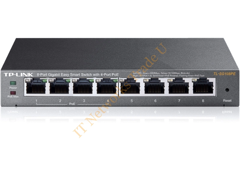 TL-SG108PEV2 - TP-LINK TL-SG108PE V2 Managed L2 Gigabit Ethernet (10/100/1000) Power over Ethernet (PoE) Black network switch