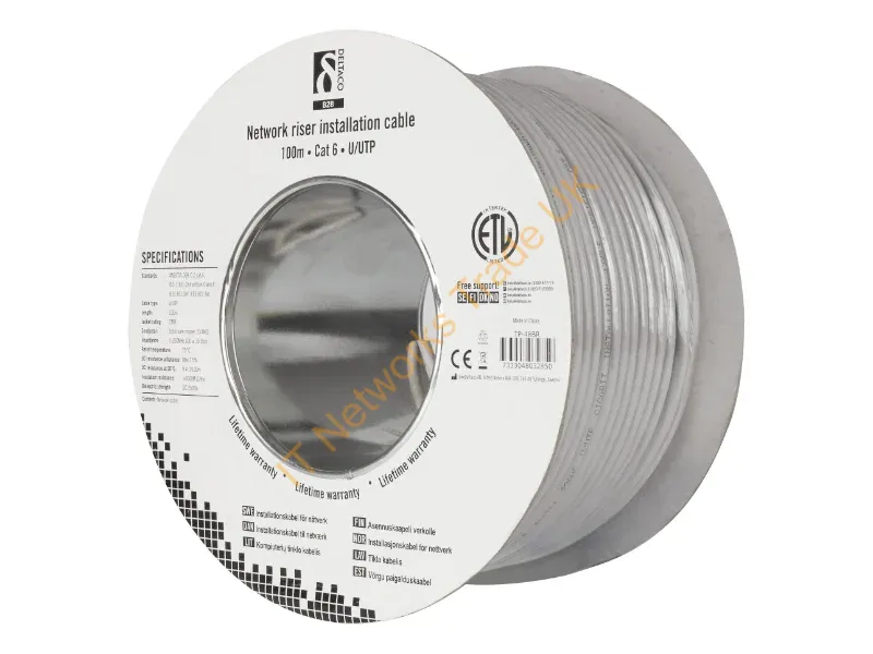 TP-48BR - Deltaco TP-48BR networking cable White 305 m Cat6 U/UTP (UTP)