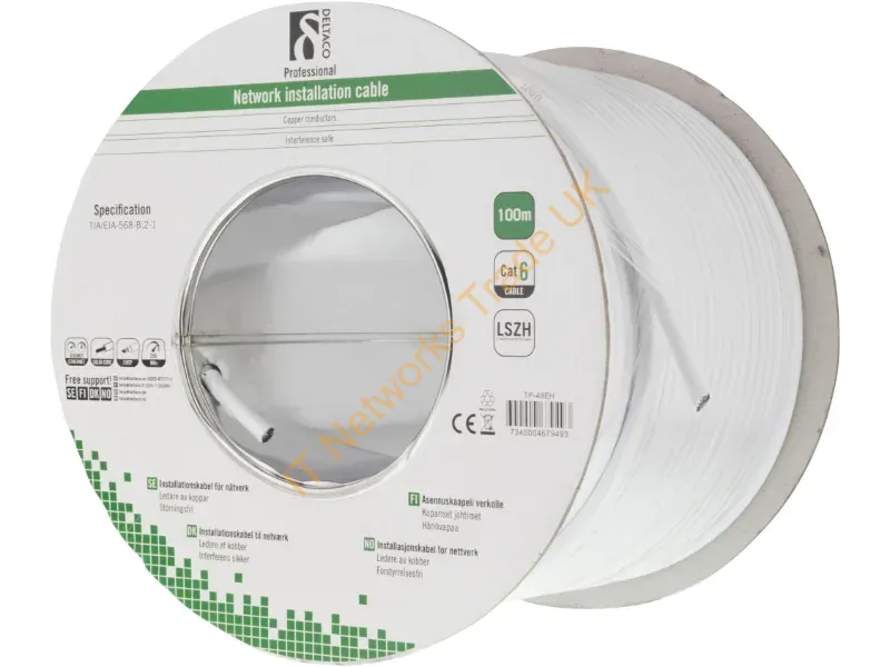 TP-48EH - Deltaco TP-48EH networking cable White 100 m Cat6 F/UTP (FTP)
