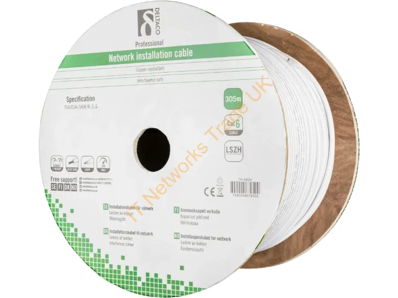 TP-48GH - Deltaco TP-48GH networking cable White 305 m Cat6 F/UTP (FTP)