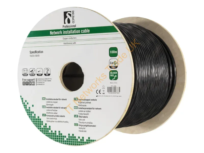 TP-49B - Deltaco TP-49B networking cable Black 100 m Cat6 U/FTP (STP)