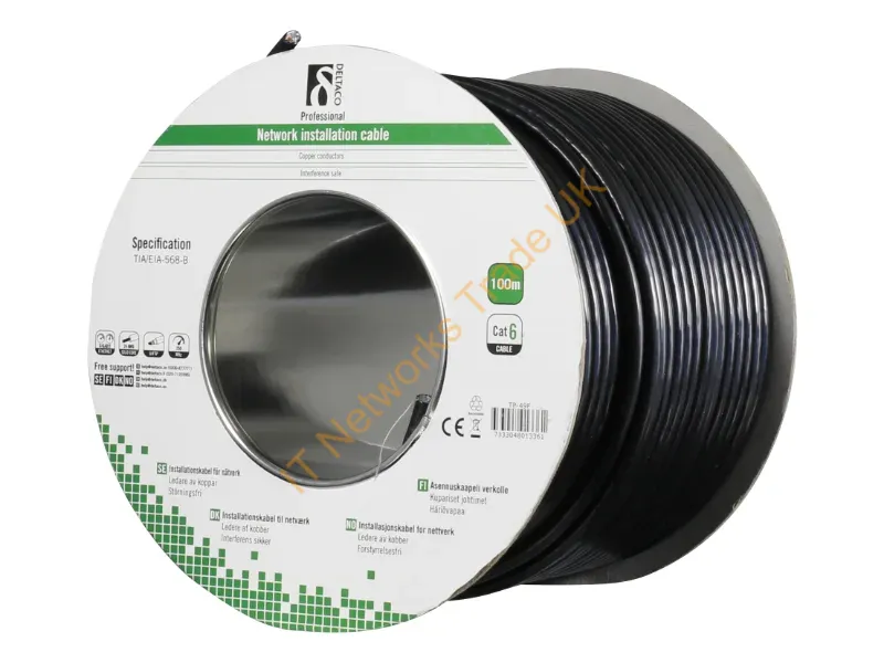 TP-49F - Deltaco TP-49F networking cable Black 100 m Cat6 F/UTP (FTP)