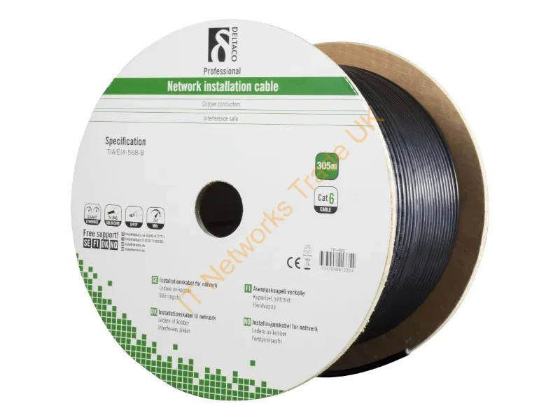 TP-49G - Deltaco TP-49G networking cable Black 305 m Cat6 F/UTP (FTP)