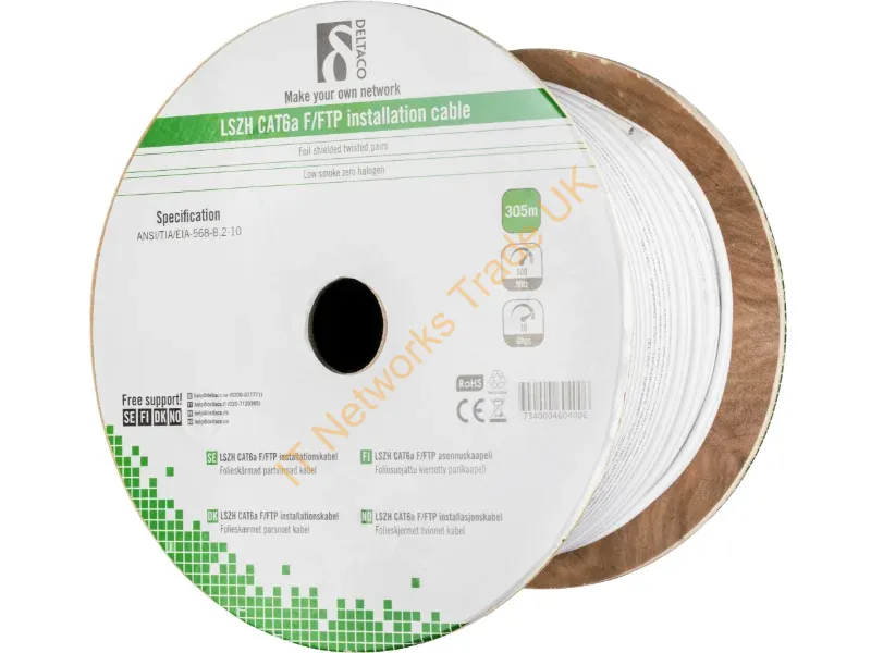 TP-51C - Deltaco TP-51C networking cable White 305 m Cat6a F/FTP (FFTP)