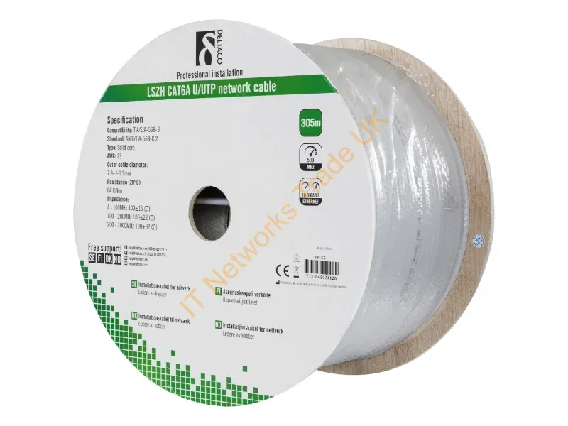 TP-55 - Deltaco TP-55 networking cable Grey 305 m Cat6a U/FTP (STP)