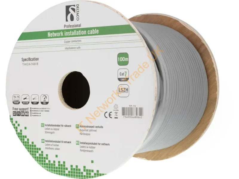 TP-70 - Deltaco TP-70 networking cable Grey 100 m Cat7 S/FTP (S-STP)