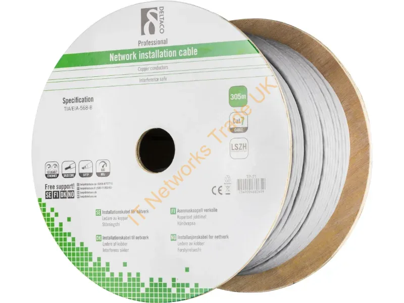 TP-71 - Deltaco TP-71 networking cable Grey 305 m Cat7 S/FTP (S-STP)