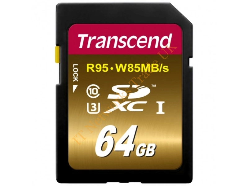 TRN-TS64GSDXC10 Transcend 64GB Class 10 SDXC Flash Memory Card