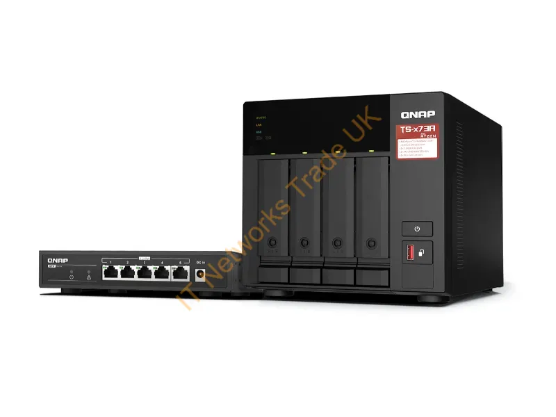 TS-473A-SW5T-US - Qnap Ts-473A-Sw5T-Us Nas/Storage Server Tower Ryzen Embedded V1500B 8 Gb Ddr4 0 Tb Qnap Turbo System Black