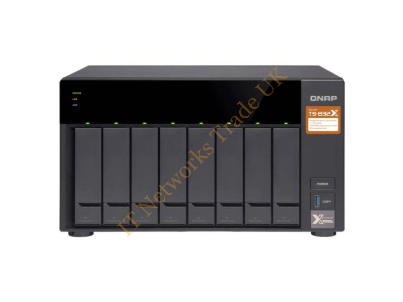 TS-832XU-4G-US QNAP TS-832XU-4G-US Alpine AL-324 ARMv8 Cortex-A57 1.7GHz/ 4GB DDR4/ 4GbE/ 8SATA3/ USB3.1/ 8-Bay 2U Rackmount NAS Server for SMB