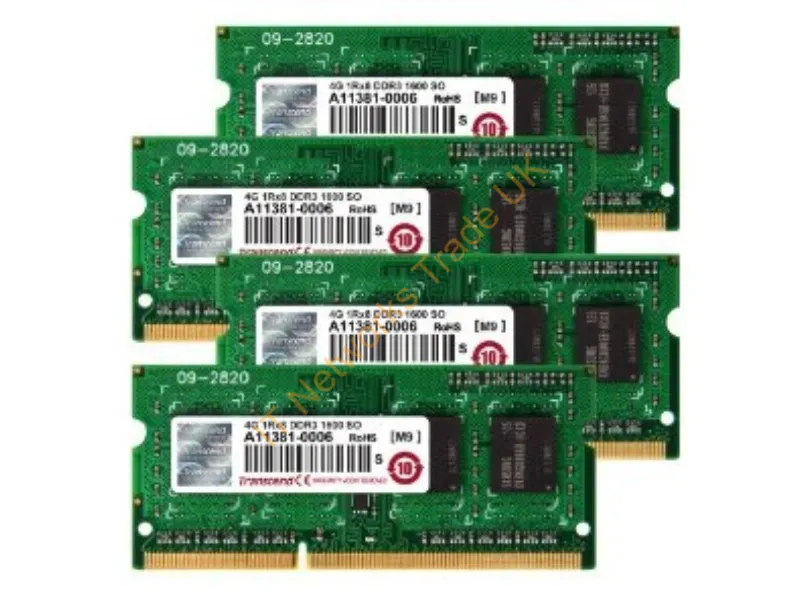 TS16GJMA524H Transcend 16GB Kit (4 X 4GB) DDR3-1600MHz PC3-12800 non-ECC Unbuffered CL11 204-Pin SoDimm 1.5V Single Rank Memory Laptop Memory